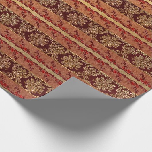 グ王室のランギー金ゴールドレッドレースフローラ ラッピングペーパー (角)