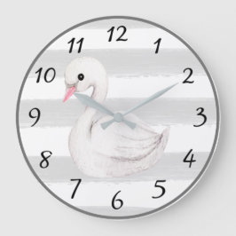 グ男女兼用レーストライプモダン子供部屋デコー ラージ壁時計