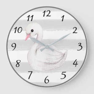 グ男女兼用レーストライプモダン子供部屋デコー ラージ壁時計