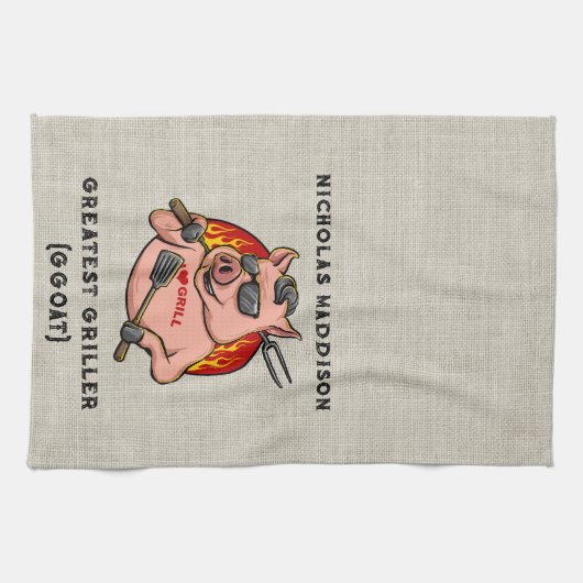 グ素晴らしリラーピグマスコットパーソナライズされた キッチンタオル (横)