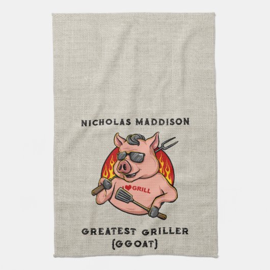 グ素晴らしリラーピグマスコットパーソナライズされた キッチンタオル (縦)