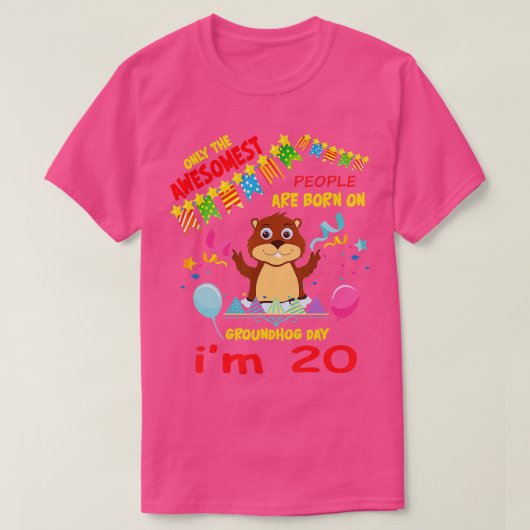 グ素晴らしロ生まれンドホッグの日かわいい誕生日 Tシャツ (デザイン正面)