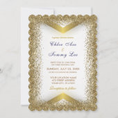 グ結婚リーン金ゴールドグリッター招待状 招待状 (正面)
