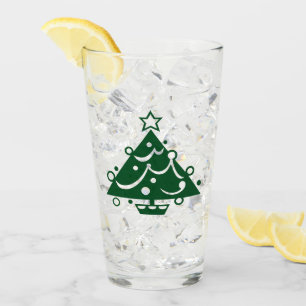 グ飾リーンクリスマスツリーイラストレーションオン タンブラーグラス