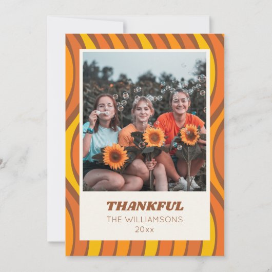 グ루ーヴィーな70年代オータムオレンジ ブラウンカスタムフォト シーズンカード (正面)