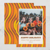 グroovyな60年代 70年代 秋 オレンジ ブラウン カスタム写真 シーズンカード (正面/裏面)