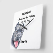 ケおもしろいインコルソパパ水彩イヌアート スクエア壁時計 (傾斜)