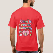 ケアが力、心からかわいいハート Tシャツ (裏面)