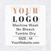 ケアの指示とサイズの正方形の白い衣服 ラベル (デザイン2)