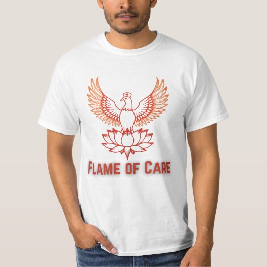 ケアの炎 - フェニックス看護師デザイン Tシャツ (正面)