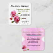 ケアバーフレッシュピンクローズスクエアプロフェッショナル スクエア名刺 (正面/裏面)