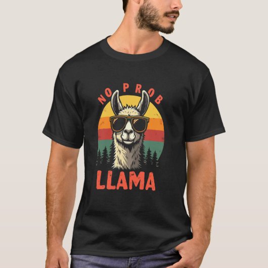 ケアフリーなラマ サングラス ビジュー Tシャツ (正面)
