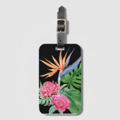 ケアラニ（黒）ハワイのフラワーアレンジメント ラゲッジタグ (正面縦)