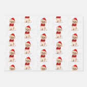 ケアンおもしろいクリスマス犬とホリデープレイド ラッピングペーパーシート (正面2)
