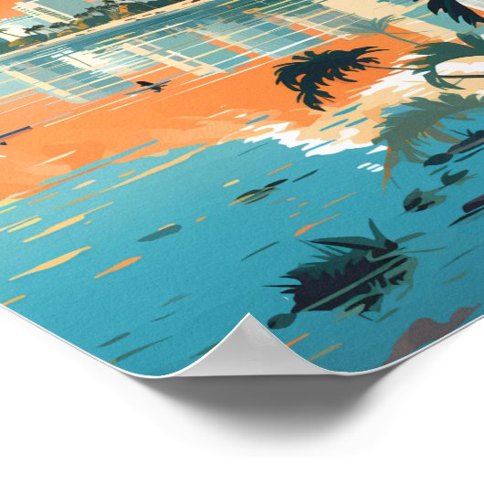 ケアンズオーストラリアトラベルアートヴィンテージ ポスター (角)