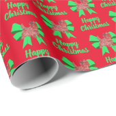 ケアンテリアクリスマスドッグ&グリーンボウレッド紙 ラッピングペーパー (ロールコーナー)