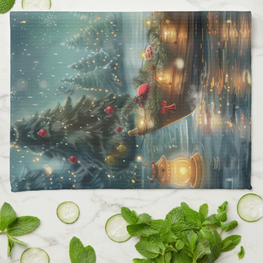 ケアンテリアクリスマスフェスティバル航海 キッチンタオル (折り畳み)