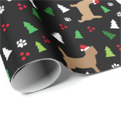 ケアンテリアサンタ帽子クリスマスブラック ラッピングペーパー (ロールコーナー)