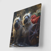 ケアンテリアスノウィースリークリスマスデコール スクエア壁時計 (傾斜)