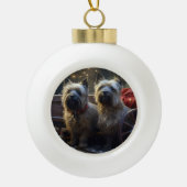 ケアンテリアスノウィースリークリスマスデコール セラミックボールオーナメント (正面)