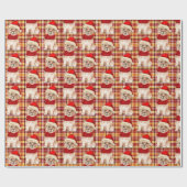 ケアンテリアドッグおもしろいホリデープレイドクリスマス ラッピングペーパー (フラット)