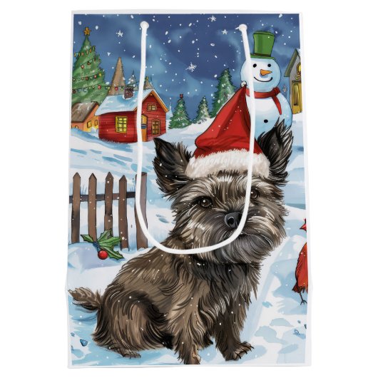 ケアンテリアドッグウィンターワンダーランドクリスマスジョイ ミディアムペーパーバッグ (裏面)