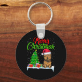 ケアンテリアドッグクリスマスツリーライトおもしろいクリスマス キーホルダー (正面)