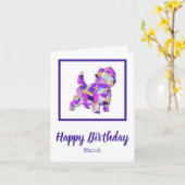 ケアンテリアドッグシルエットかわいいPPY&B誕生日 カード (黄色い花)