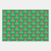 ケアンテリアドッグシルエットグリーンウメリーォーフマス ラッピングペーパーシート (正面)