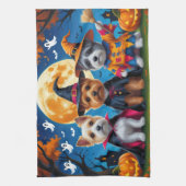 ケアンテリアドッグスパンプキンハロウィンおもしろい キッチンタオル (縦)