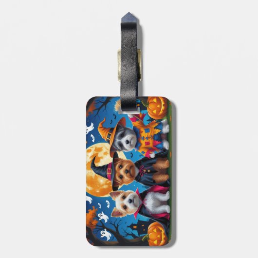 ケアンテリアドッグスパンプキンハロウィンおもしろい ラゲッジタグ (裏面縦)