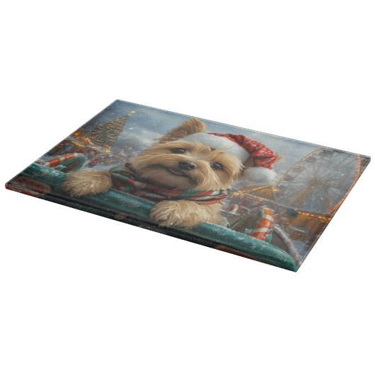 ケアンテリアドッグローラーコースタークリスマス カッティングボード (角)