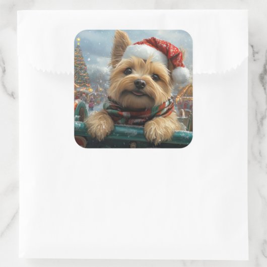 ケアンテリアドッグローラーコースタークリスマス スクエアシール (バッグ)