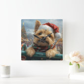 ケアンテリアドッグローラーコースタークリスマス スクエア壁時計 (ホーム)