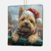 ケアンテリアドッグローラーコースタークリスマス セラミックオーナメント (左)