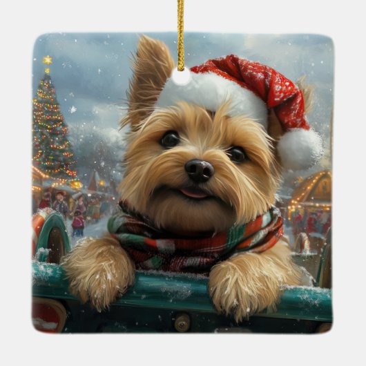 ケアンテリアドッグローラーコースタークリスマス セラミックオーナメント (裏面)