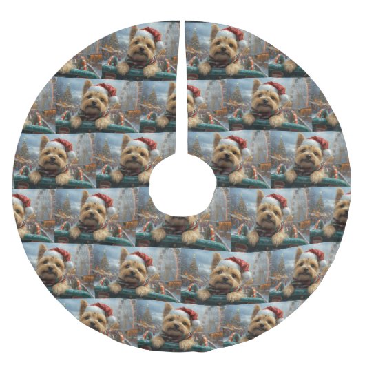 ケアンテリアドッグローラーコースタークリスマス ブラッシュドポリエステルツリースカート (正面)