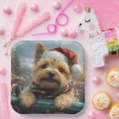 ケアンテリアドッグローラーコースタークリスマス ペーパープレート (パーティー)