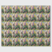 ケアンテリアドッグ春の花絵を描ズ ラッピングペーパー (フラット)