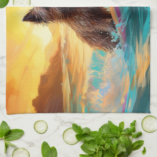 ケアンテリアビーチサーフィン絵画ズ キッチンタオル (折り畳み)