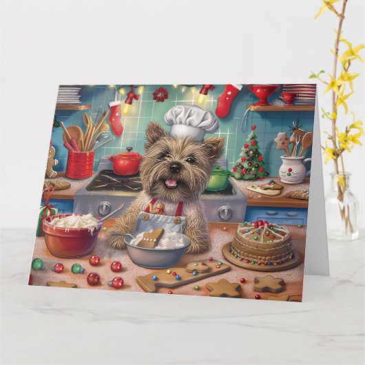 ケアンテリアホリデーベーキング:フェスティバルクリスマス カード (黄色い花)