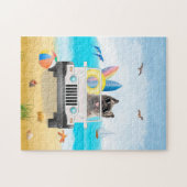 ケアンテリアードッグドライビングオンビーチ ジグソーパズル (横)