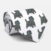 ケアンテリア犬の黄色と青のグリッド線（白） ネクタイ (ロール)