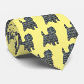 ケアンテリア犬イエローとブルーのグリッド線イエロー ネクタイ (ロール)