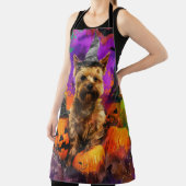 ケアン不気味テリアドッグハロウィンウィッチカボチャ エプロン (インサイチュ)