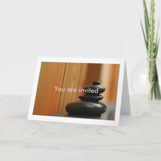 ケアン瞑想の石と木材 招待状 (正面)