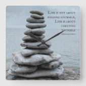 ケアン石写真 |ベルナルドショー引用文 スクエア壁時計 (正面)