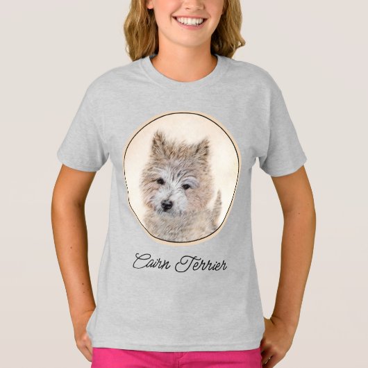 ケアン絵画テリアパピーの – Dog Art T- Tシャツ (正面)