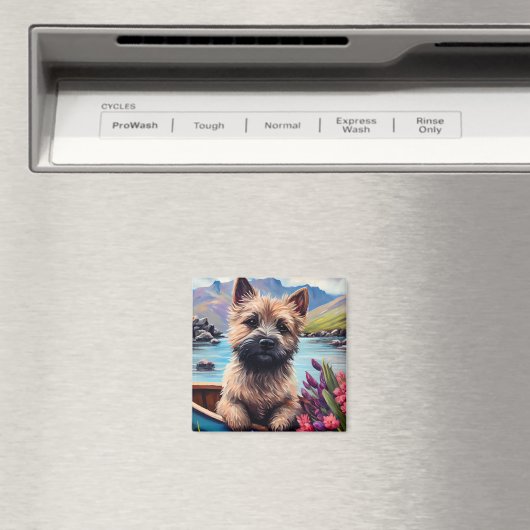 ケアン・テリアがパドルに乗る：風光明媚な冒険 マグネット (インサイチュ (食洗機))