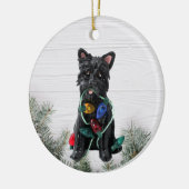 ケアン・テリアのクリスマス装飾 セラミックオーナメント (左)